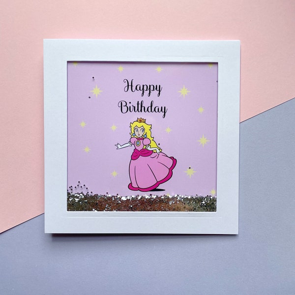 Princess peach birthday shaker card