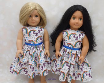 Unicorns Dress Fits American Girl Doll & Our Generation Doll 18" Doll Clothes