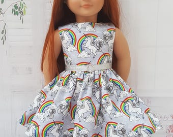 Unicorns Dress Fits American Girl Doll & Our Generation Doll 18" Doll Clothes