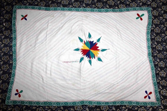 Antique kantha embroidery hand Quilted from East Bengal Vintage Quilts wall decor quilts. home decor and collectable table cover