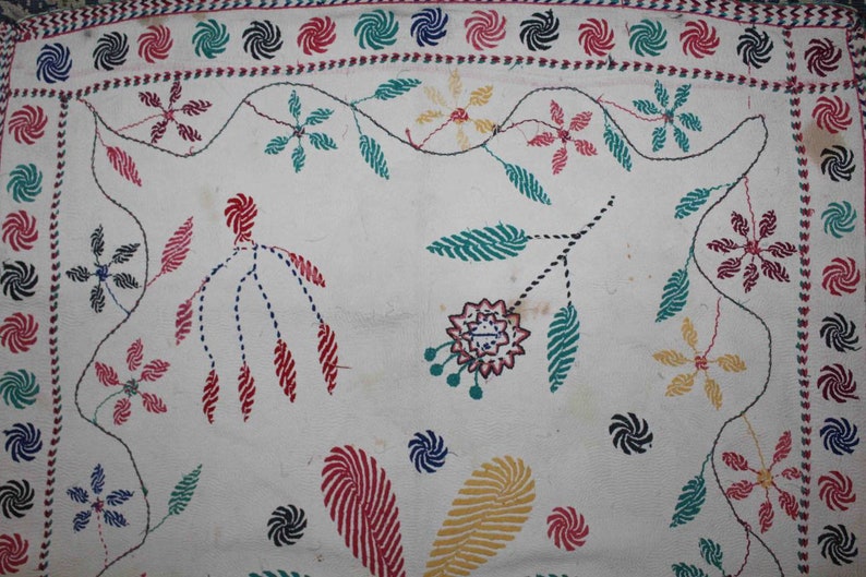 Antique kantha embroidery hand Quilted from East Bengal Vintage Quilts wall decor quilts. home decor and collectable table cover