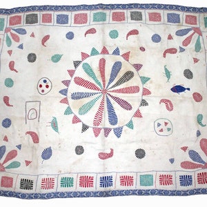 Antique kantha embroidery hand Quilted from East Bengal Vintage Quilts wall decor quilts. home decor and collectable table cover