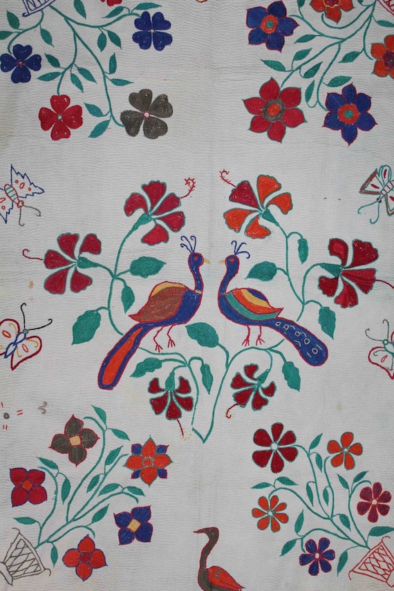 Antique kantha embroidery hand Quilted from East Bengal Vintage Quilts wall decor quilts. home decor and collectable table cover