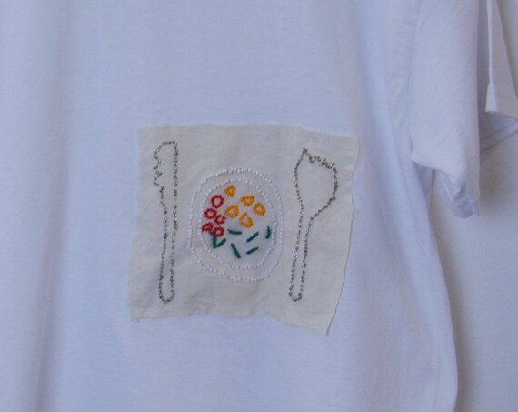 Mini Meal embroidered T Shirt with seed beads seed beaded embroidery - Pikto3000