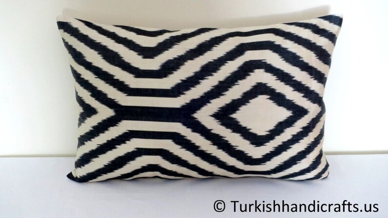 Handmade Pillow Cover Silk Ikat Pillow Cover Colorfull Ikat Pillow Cover Hand Woven Ikat Pillow Cover Silk Uzbek Pillow Cover