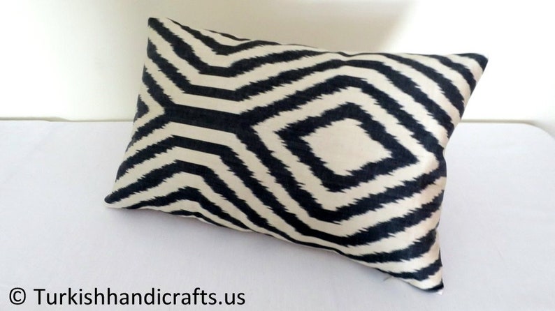 Handmade Pillow Cover Silk Ikat Pillow Cover Colorfull Ikat Pillow Cover Hand Woven Ikat Pillow Cover Silk Uzbek Pillow Cover
