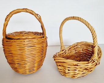 Vintage Cane Wicker Easter Basket ~ prop basket ~ boho decor ~ vintage nursery ~ Easter basket