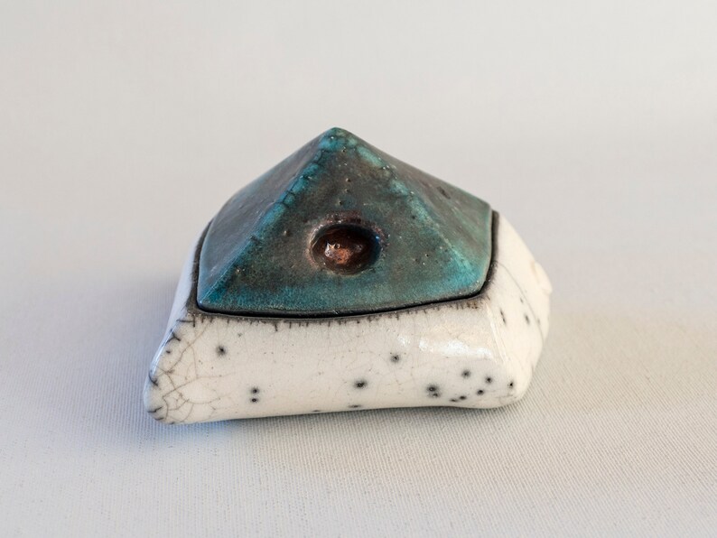 Jewelry box one of a kind, White Bronze crackled . Treasure box Ceramic Handmade 45 Trinket box Ceramic Lidded box Raku fired