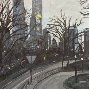 An Acrylic Painting (Painting Practice/Modern/Impressionistic/Quick Painting);cityscape;city painting;city scene;amateur painting;nyc;rame;