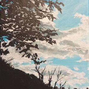 An Acrylic Painting Study (Painting Practice/Quick Painting);scenery; landscape;forest;silhouette;shizen;shinrin yoku;datsuzoku;yutori;mujo;