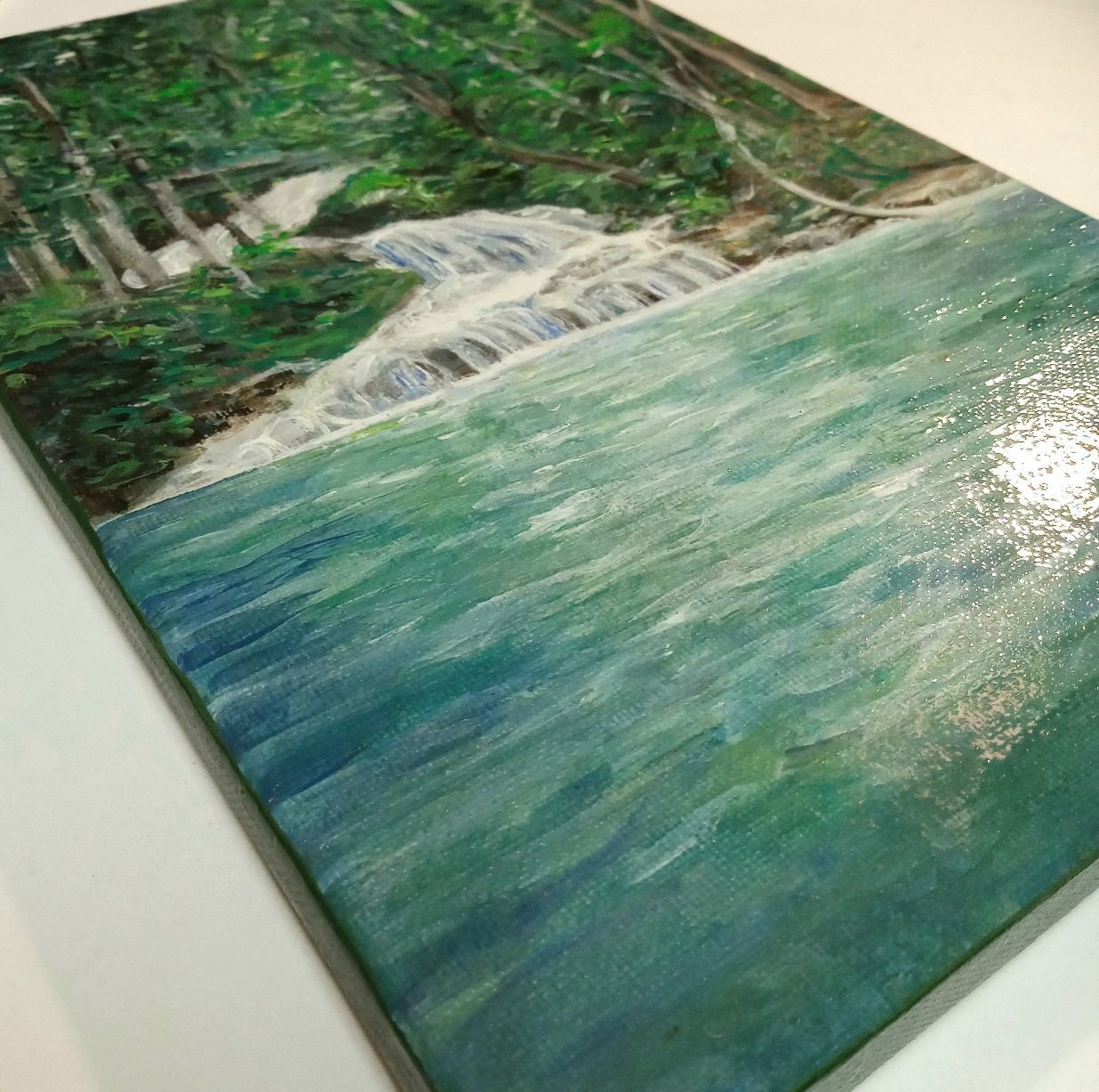 An Acrylic Painting (Painting Practice/Impressionistic Painting);scenery;jungle;acrylics;shinrinyoku;shinrin-yoku;waterfalls;deemflum;yutori