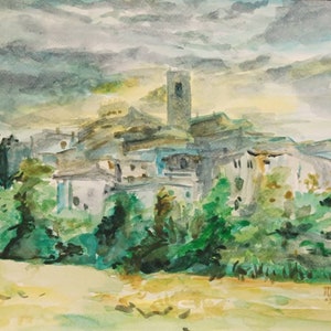 A Watercolor Painting Study (Painting Practice/Quick Painting);impressionistic painting study;impressionistic study;Old European village;