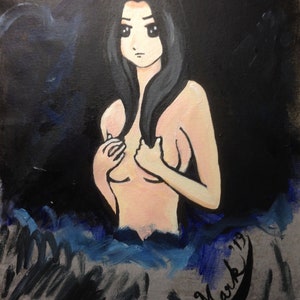 Anime Painting Study;Anime Girl;Girl Anime Painting;nude painting;figurative painting;woman in the nude;girl painting;nude pop art;pop art