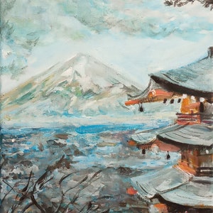 A Quick Painting (Painting/Practice/Modern/Impressionistic);scenery;Mount Fuji;Chureito Pagoda;Chastain Temple;Fujiyoshida Cenotaph Monument