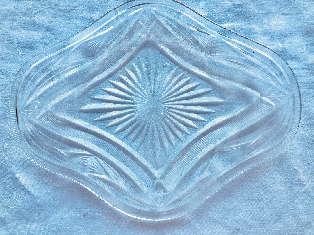 Vintage Cut Glass Dressing Table Tray Etsy
