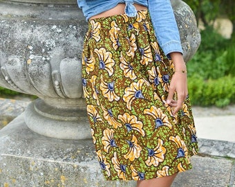 Alima midi skirt wax print / wax skirt, long skirt, midi skirt, summer skirt, floral skirt, colorful skirt, skirt with pockets, women's skirt