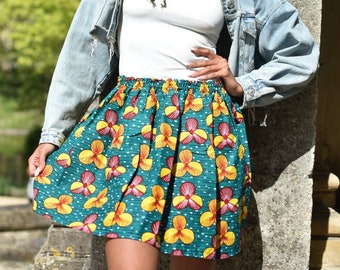 Olga pleated wax skirt / Wax skirt, short skirt, summer skirt, colorful skirt