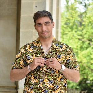 Max shirt, short sleeve wax / unisex wax shirt, floral shirt, men&#39;s clothing shirt, summer shirt, men&#39;s shirt
