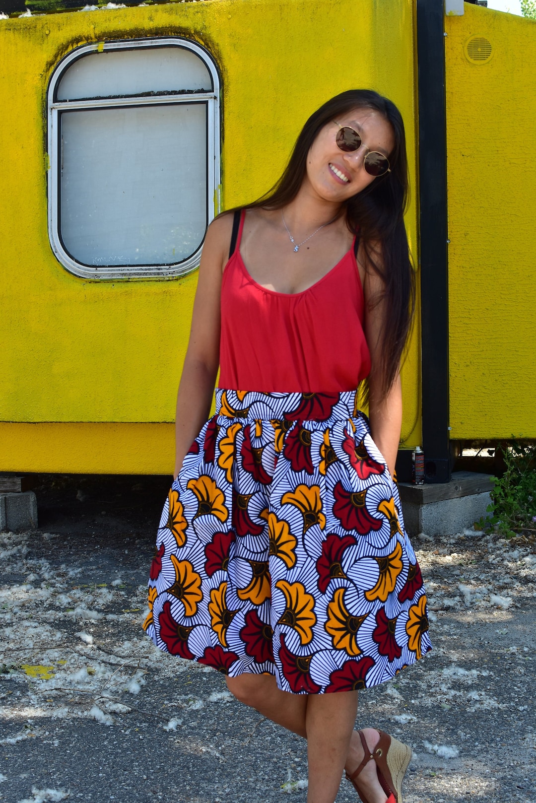 Pleated Wax Skirt in Wedding Flower Print Canada