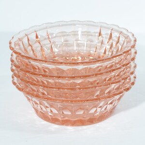 Set of 4 Jeannette Glass Windsor individual berry bowl Pink Depression Glass Pink Depression Pink glass vintage Windsor diamond