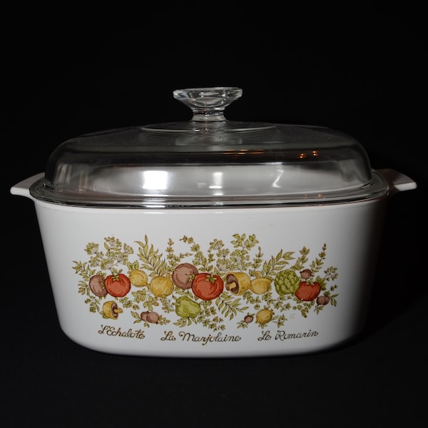 CORNING WARE Spice of Life A-5-B 5 quart 5 liter Casserole Glass Lid Pyroceramic Pyrex lid A-12-C Dutch oven Marjolaine Romarin A5B 5Qt