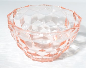 Rosa Depression Glas Beerenschale Jeannette Glaswürfel Kubist Kubikmuster Dessertschale Küchengeschirr Beerenschale made in den USA