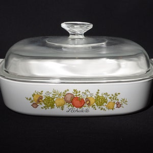 CORNING WARE 2 1/2 Quart Vintage Spice of Life Echalote Casserole A-10-B Glass Lid Covered Casserole Dish 1980s Pyroceramic Pyrex lid image 1