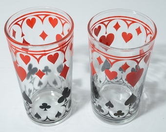 Mustard glass Vintage playing card glass Retro glass Collection glass Schwartz mustard glass Collectible glass diamond heart Canada club ap