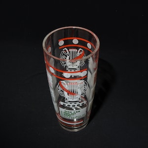 Vintage Martini Shaker Mixer Cocktail Mixer Recipes Harp Lyre Feather Quill Mid century Red and black Glass Drink Mixer  no lid
