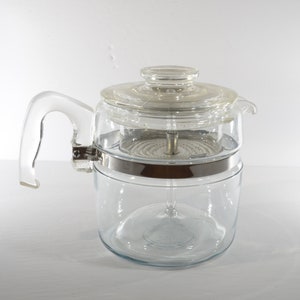 PYREX Flameware 6 Cup Glass Coffee Pot Coffee Percolator All Parts 7756  Vintage Coffee Carafe Retro by Corning Tea Pot Teapot 