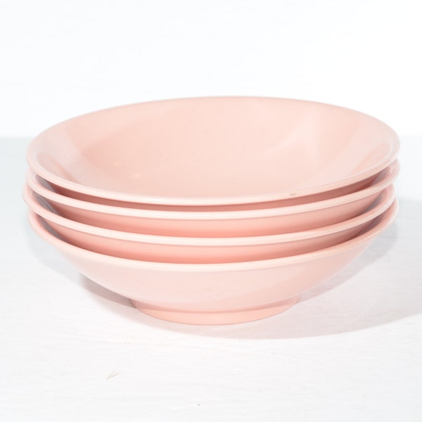 Vintage MELMAC Lournay pink Canadian melamine Set of 4 bowl dinnerware berry bowl 5 inches camping melmac pastel  baby pink SCRATCHES