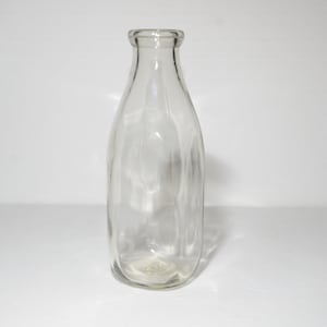 Vintage square Milk Bottle clear glass 10 inches tall not branded Rustic decor  bottle Milk Glass Bottle