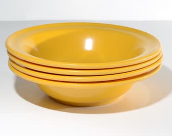 Vintage Set of 4 DURAWARE mustard yellow orange dessert bowl berry bowl 6.5" Mid century Hard Plastic Melamine Melmac Canada 353