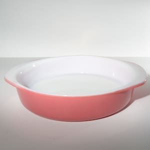 PYREX Flamingo Pink Cake Pan 221 8 inch Deep Dish Made in Canada Mid Century Handles Pyrex Ovenware Bakeware Pink