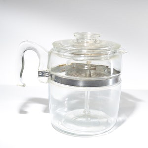PYREX Flameware 9 tasses Cafetière en verre Percolateur toutes les pièces 7759 Carafe à café vintage Théière Corning