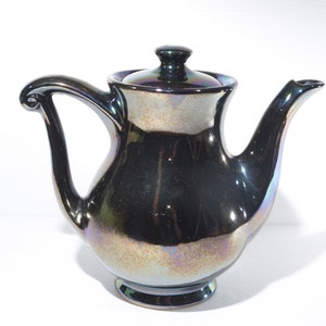 BEAUCE Canada black teapot coffee set 6 cup tea pot rainbow reflection Vintage 1415 pottery rare gloss glaze