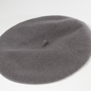 Vintage Wool gray French beret Hat feather Warm Church winter boho chic Autumn Warm Gift for Mom