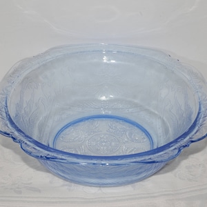 Rare INDIANA GLASS Deep Salad Bowl Recollection Madrid Indiana Glass Company Blue Glass Pressed Glass 1970s Vintage