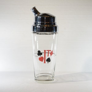 Shaker per Martini vintage, mixer per cocktail, carta da gioco, cuore IT, bicchiere di metà secolo, tappo per frullatore, coperchio per bar, diamante, poker