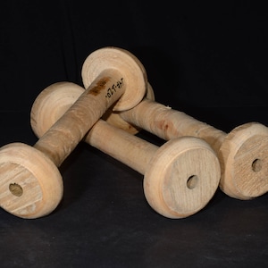 Old wood spools 3 antique large slender wooden bobbins Wooden Spools Thread Spools Spindles Thread Reels Art craft home decor