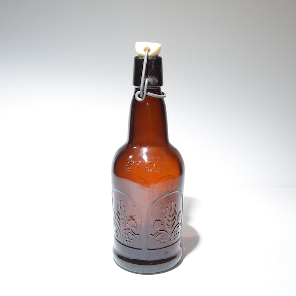 Vintage Beer Bottle Glass Bottle EZ Cap Swing top wire bail stopper amber glass cork Bottle Home Decor Brewery Brew Hops Epsteam