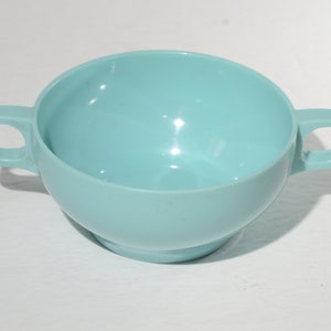 Vintage MELMAC Turquoise PLASTOMER Melamine Turquoise Sugar bowl double handed Aqua blue Hard Plastic made in Canada 112