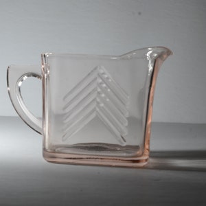 Vintage Pink Hazel Atlas Depression Glass Creamer Chevron Pattern Pressed Glass Depression Era Hazel Atlas