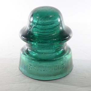 BROOKFIELD aqua glass insulator vintage USA blue green