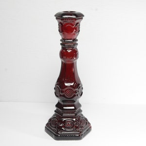 AVON Cape Cod Ruby Red  Candlestick Glassware Vintage Retro glass Collection glass Collectible glasses Avon  Cape Cod Collection