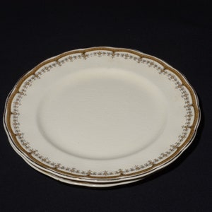 Set of 2 Grindley Cream Petal lunch plate Portman 8 inches ironstone vintage Staffordshire gold rope band England petalware cream CRAZING image 1