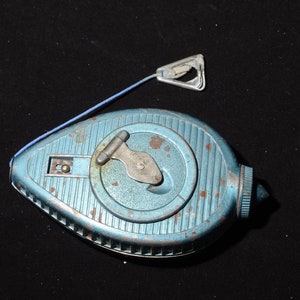 Vintage kritlinje lodlinje blå vintage verktyg samlarobjekt vintage hantverkare dubbelfunktion ot