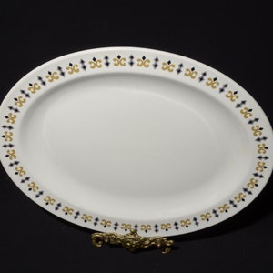 Vintage Grindley Normandie platter restaurant ware 12 1/2&quot; vitrified serving plate England ironstone hotelware Alpha blue htf