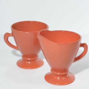 Juego de azucarero y crema HAZEL ATLAS vintage Odds and Ends Ovide Pattern Platonite Burnt Orange Collectible Art déco Rust Moderntone