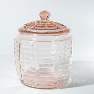 Pink Depression Glas Keksdose Deckel vintage pink Depression Keksdose Pink Glasrippe Bienenstock Deckel FLEOBITES ap